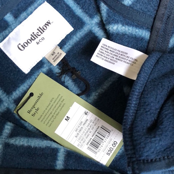 Goodfellow & Co. Men’s Quarter Zip Fleece Pullover Blue Plaid Sweatshirts SZ S-L - Picture 13 of 14